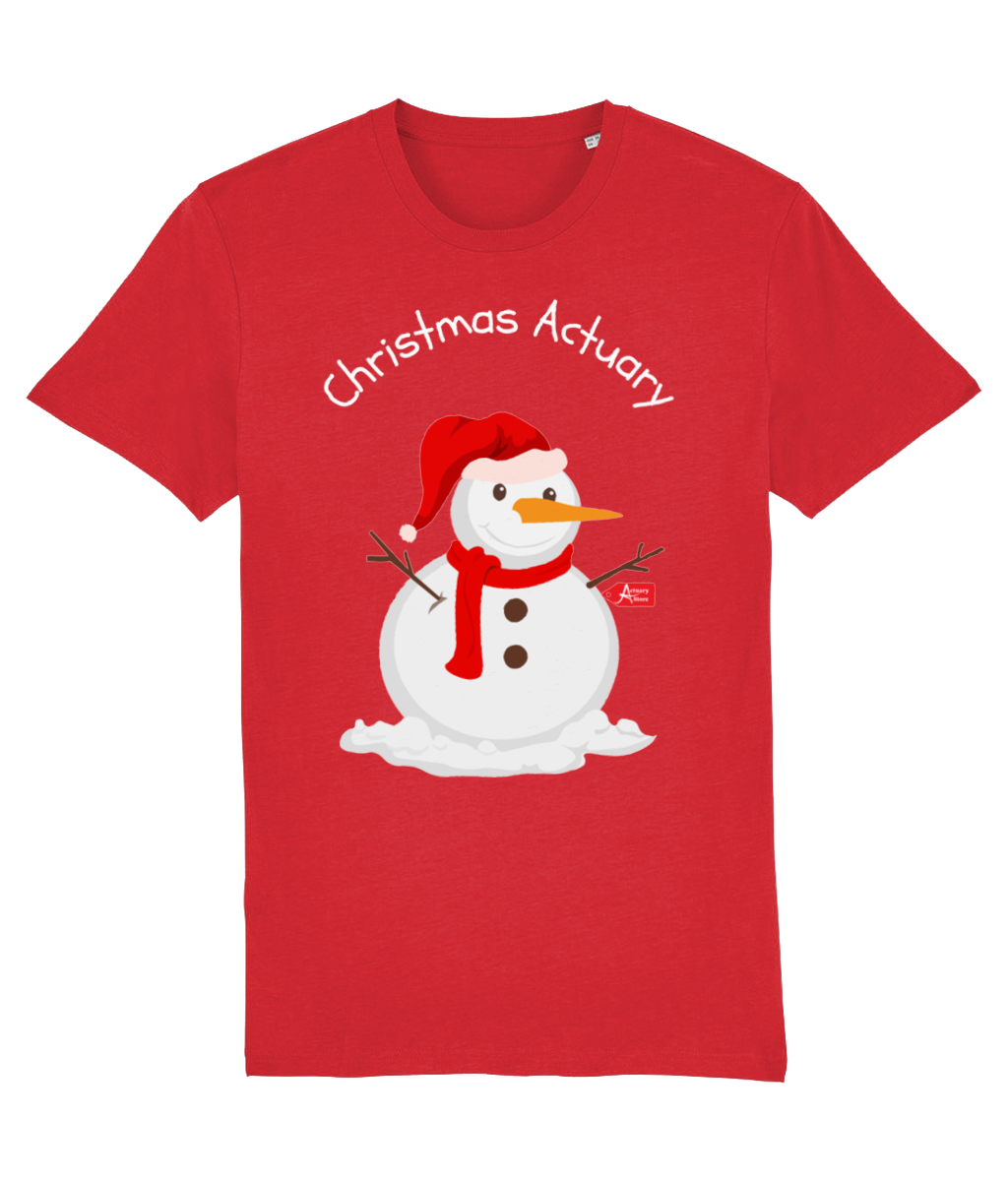 Christmas Actuary Snowman T-shirt (Red and Green Variations)