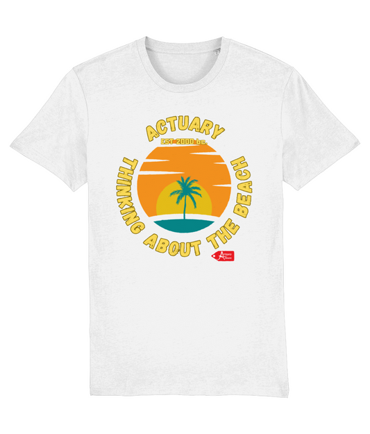 Actuary Thinking About The Beach T-Shirt (White and Black Variants)