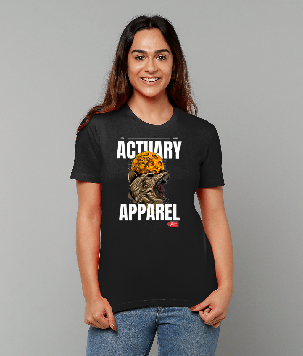 Actuary Black Bear Angry Apparel Illustrated Skull Black T-shirt