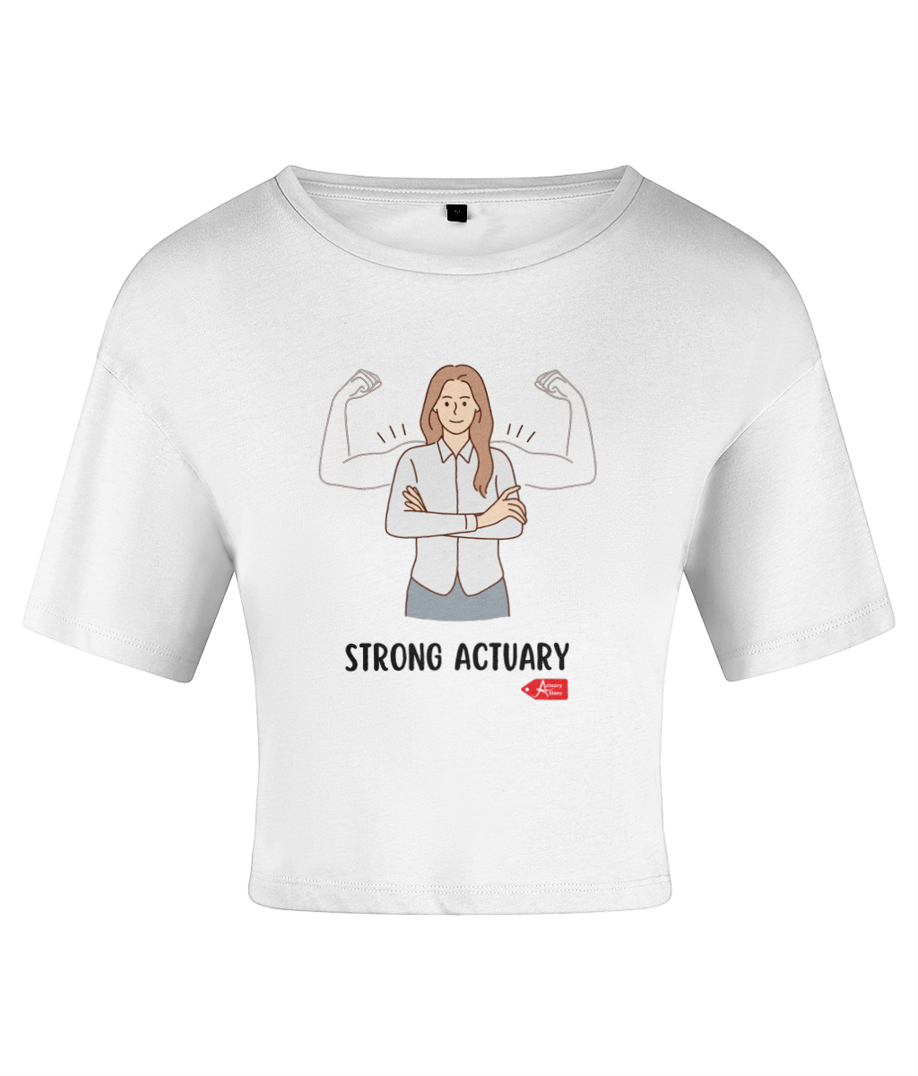 Women's White Crop Top Strong Actuary