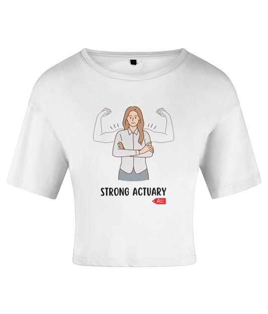 Women's White Crop Top Strong Actuary