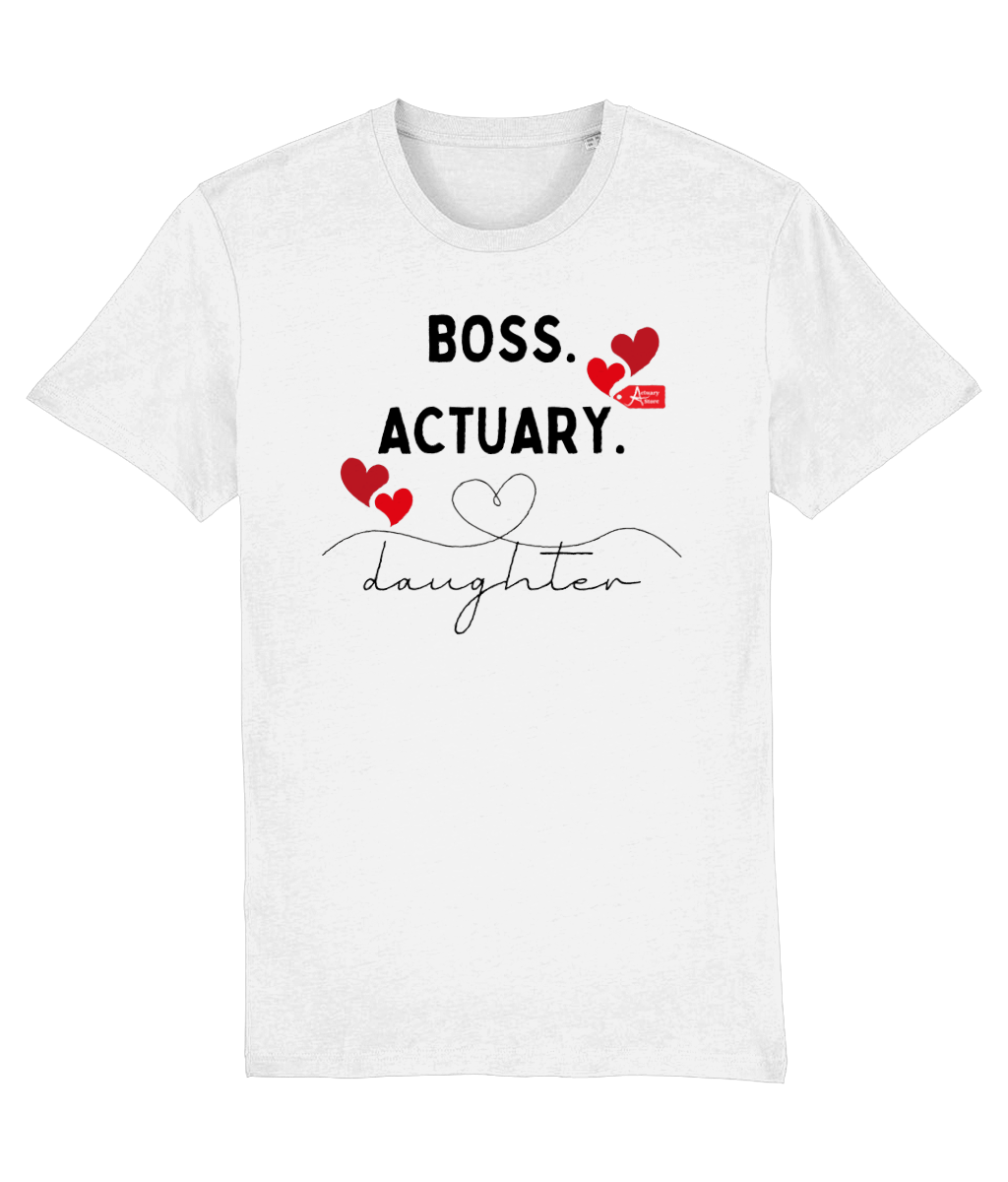 Boss Actuary Daughter Hearts White T-Shirt
