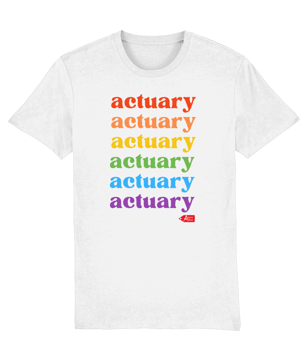 Actuary Rainbow Lettering Pride T-Shirt (Black and White Variants)