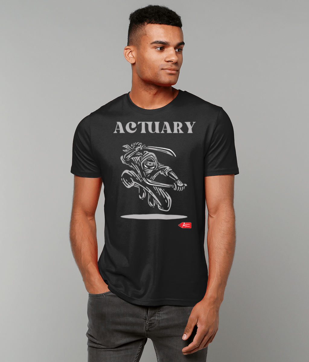 Actuary Black and Grey Illustrative Ninja Black T-Shirt
