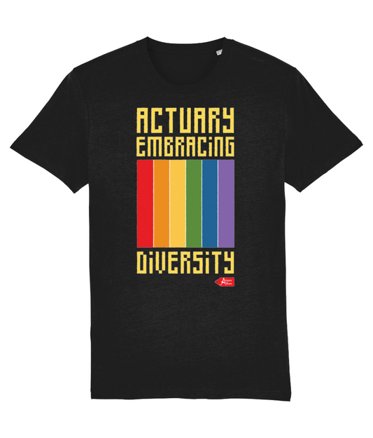 Actuary Embracing Diversity T-Shirt (Black and White Variants)