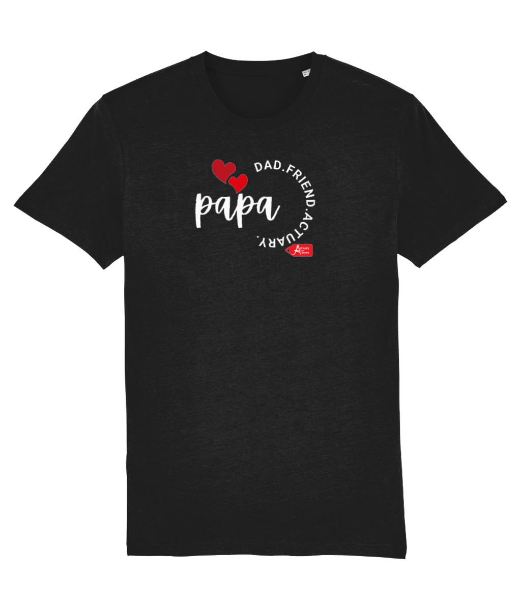 Papa Dad Friend Actuary Black T-Shirt