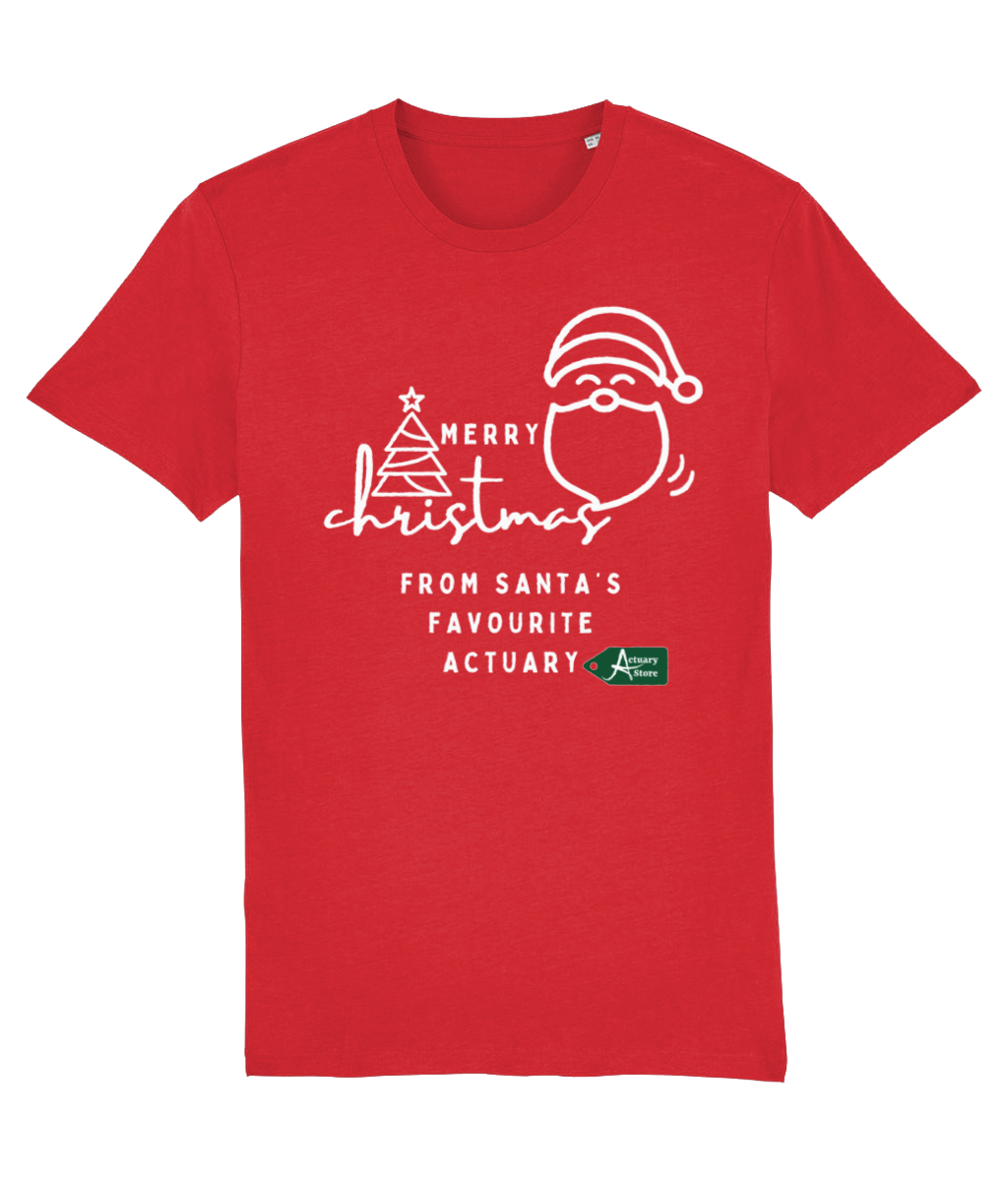 Merry Christmas Santa's Favourite Actuary Christmas T-Shirt (Red and Green Variations)