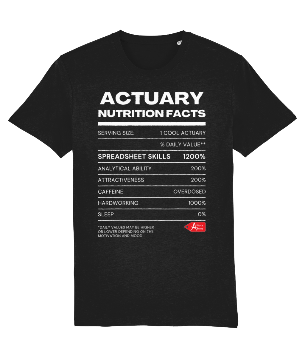 Funny Actuary Nutrition Fact Typography T-Shirt