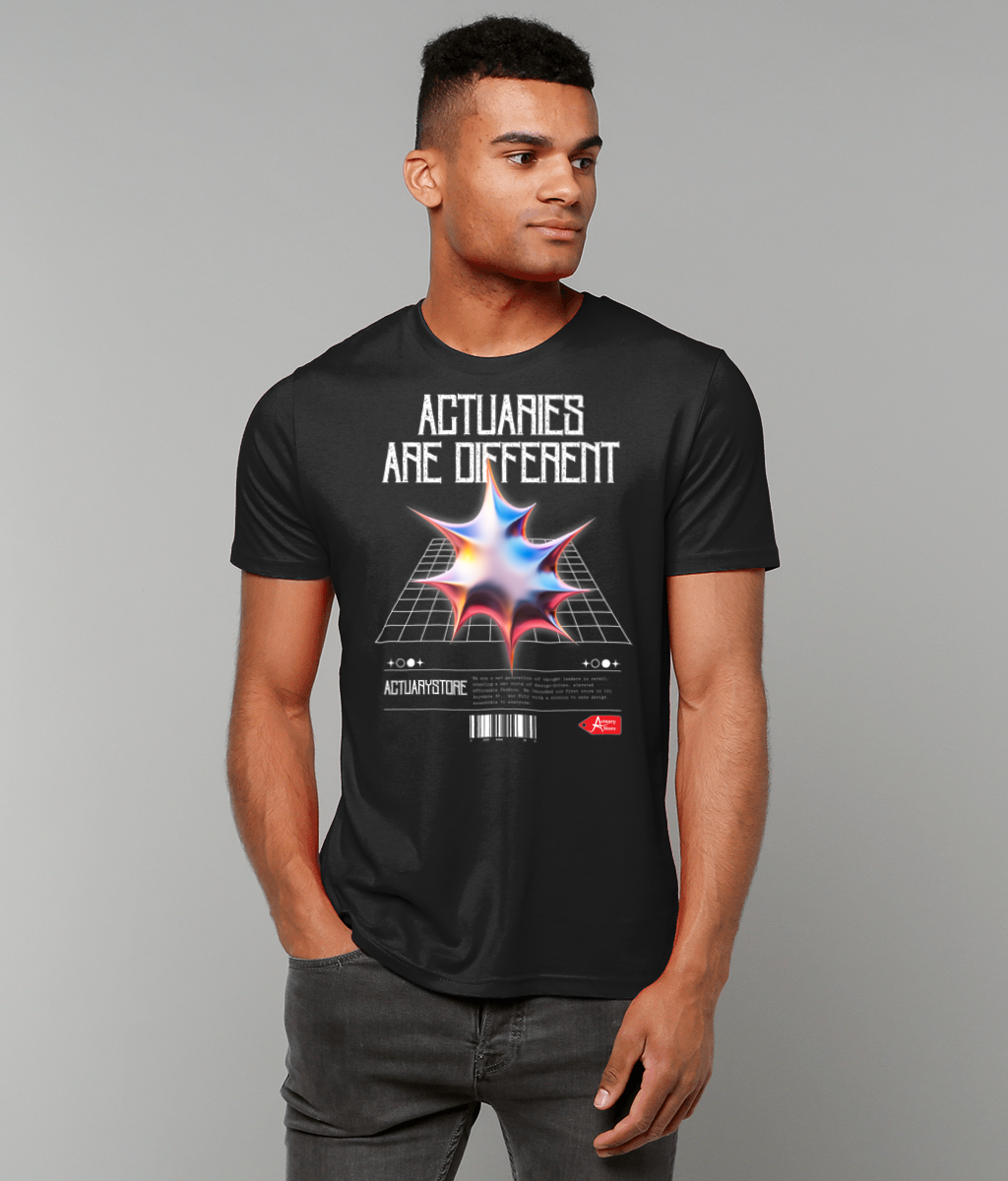 Actuaries Are Different Black Streetwear Aesthetic Quote 3D Chrome Black T-shirt