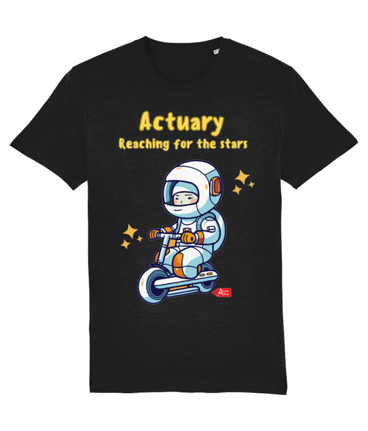 Actuary Reaching For The Stars Cute Astronaut T-Shirt (White and Black Variants)