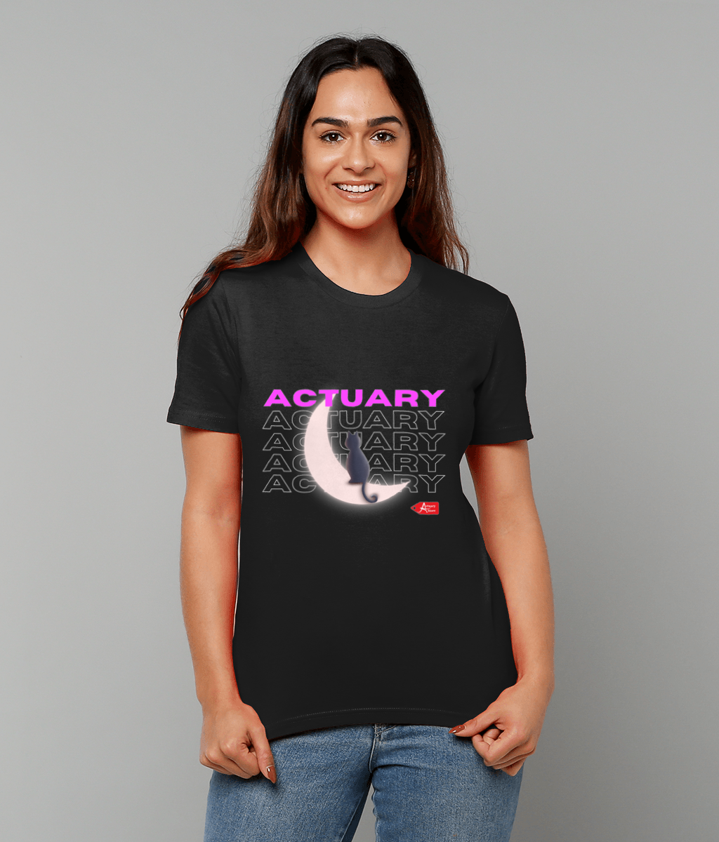 Pink Moon and Cat Actuary T-Shirt