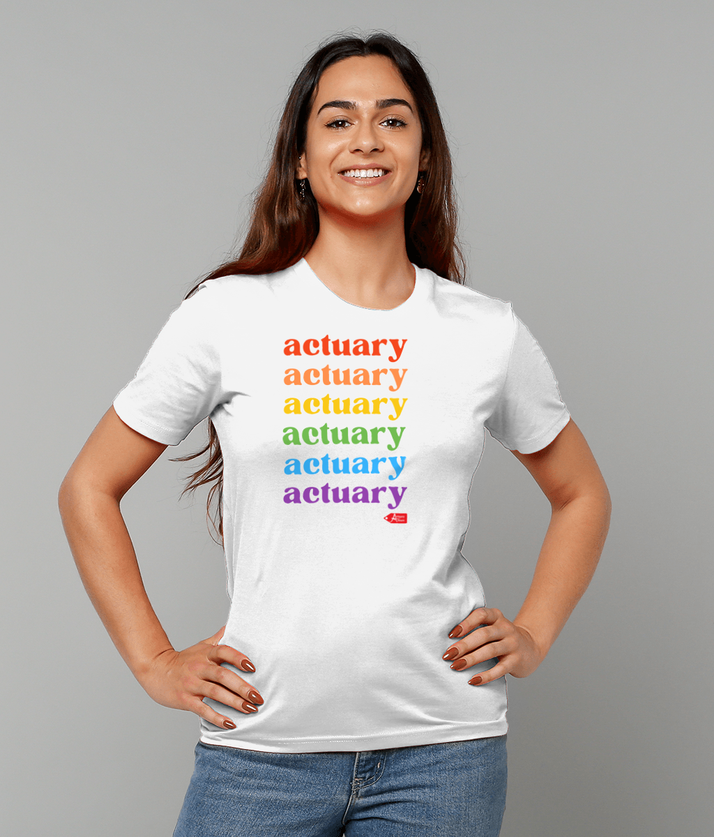 Actuary Rainbow Lettering Pride T-Shirt (Black and White Variants)