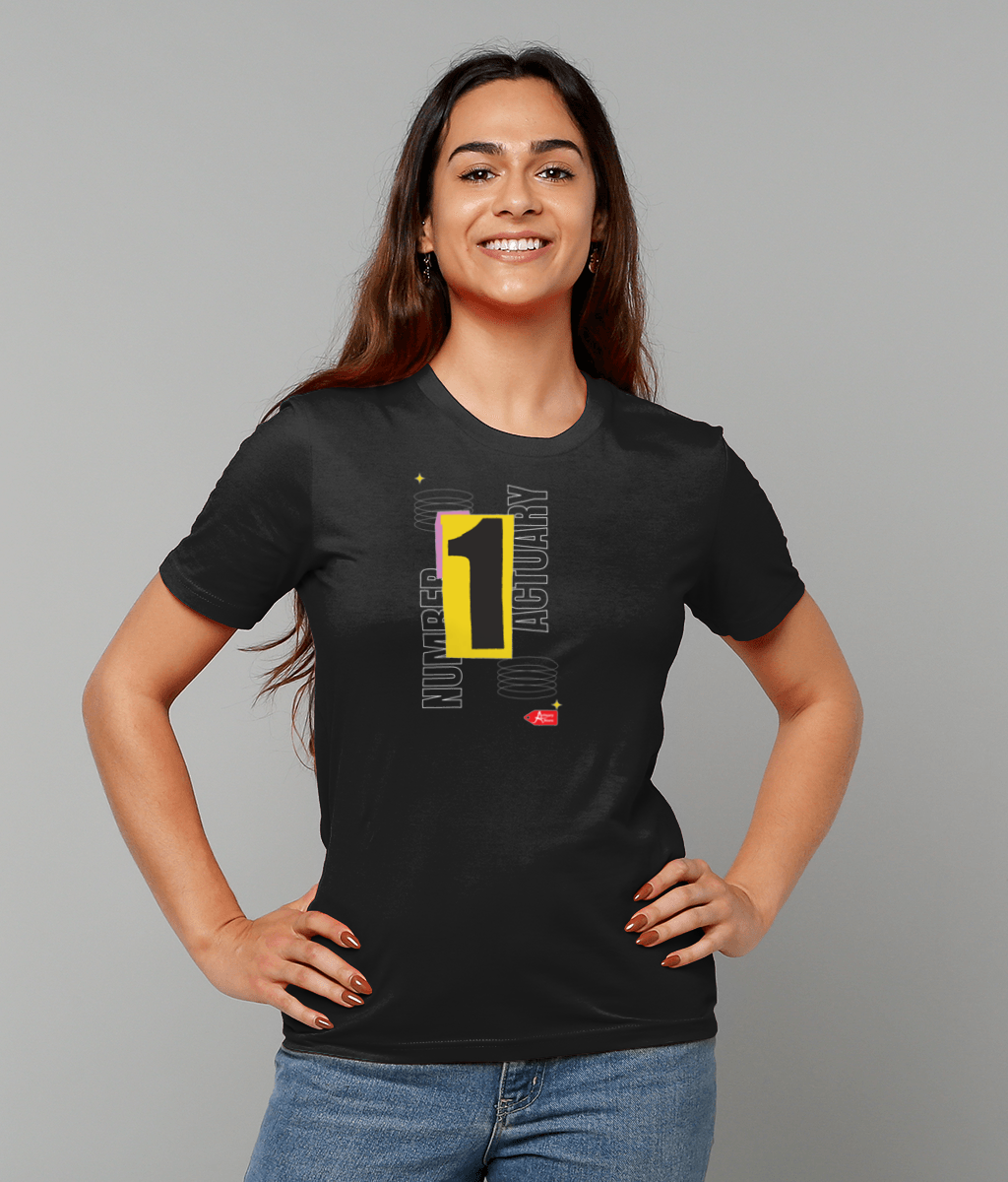 Number 1 Actuary Graphic Black T-Shirt