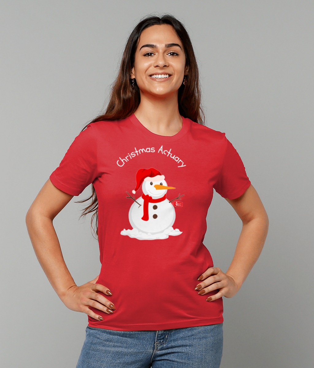 Christmas Actuary Snowman T-shirt (Red and Green Variations)