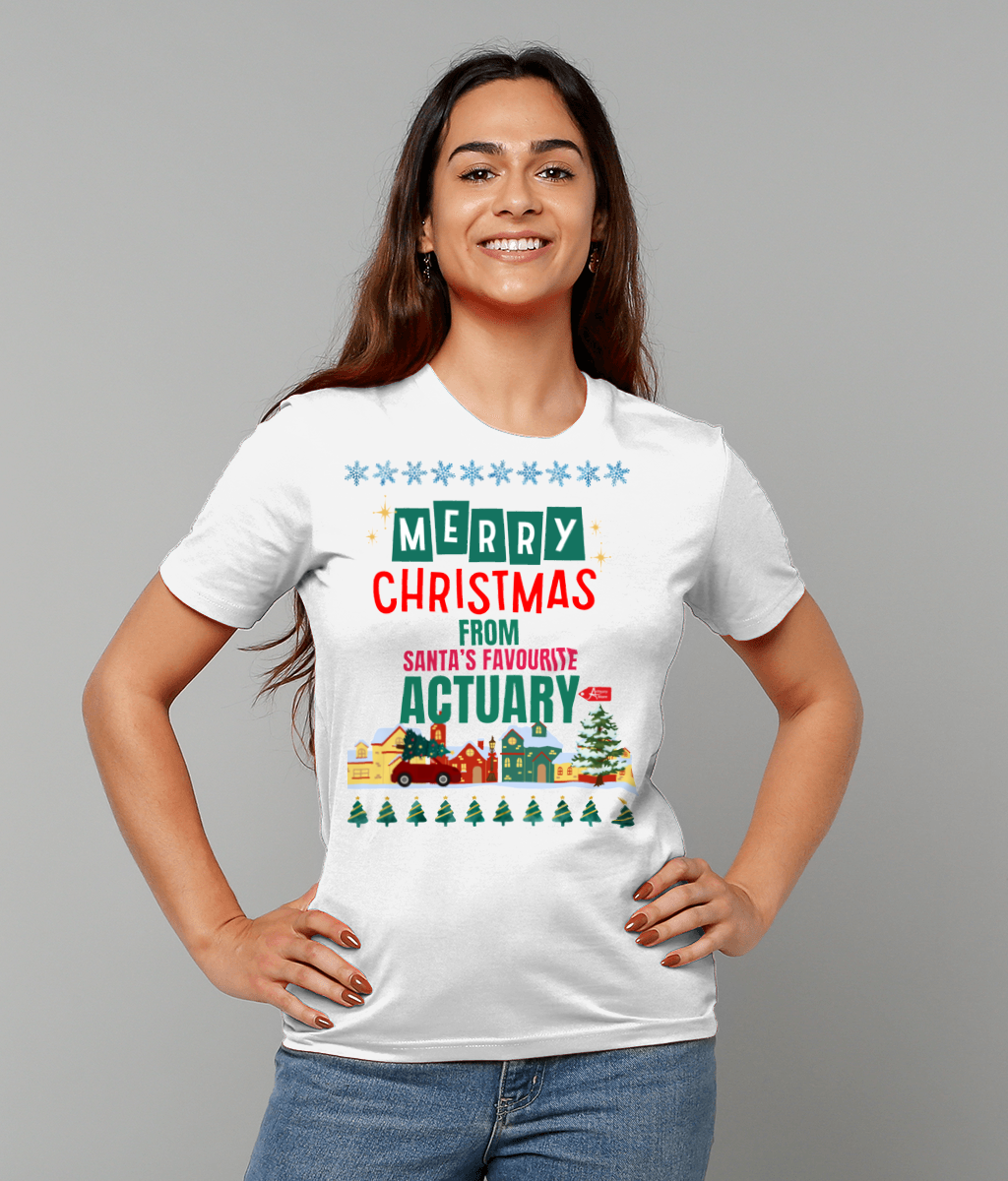 Santa's Favourite Actuary Christmas Illustrative Any T-Shirt