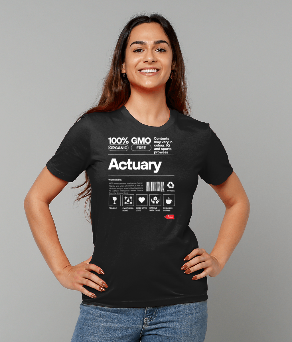 Actuary Nutrition Label Typography T-Shirt