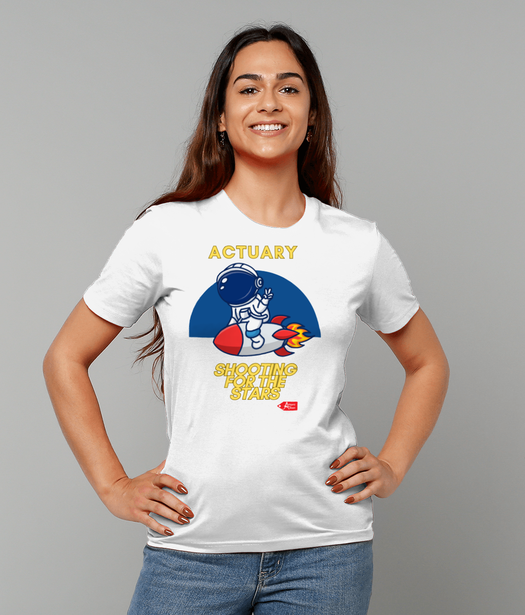 Actuary Shooting For The Stars Astronaut T-Shirt (Black and White Variants)