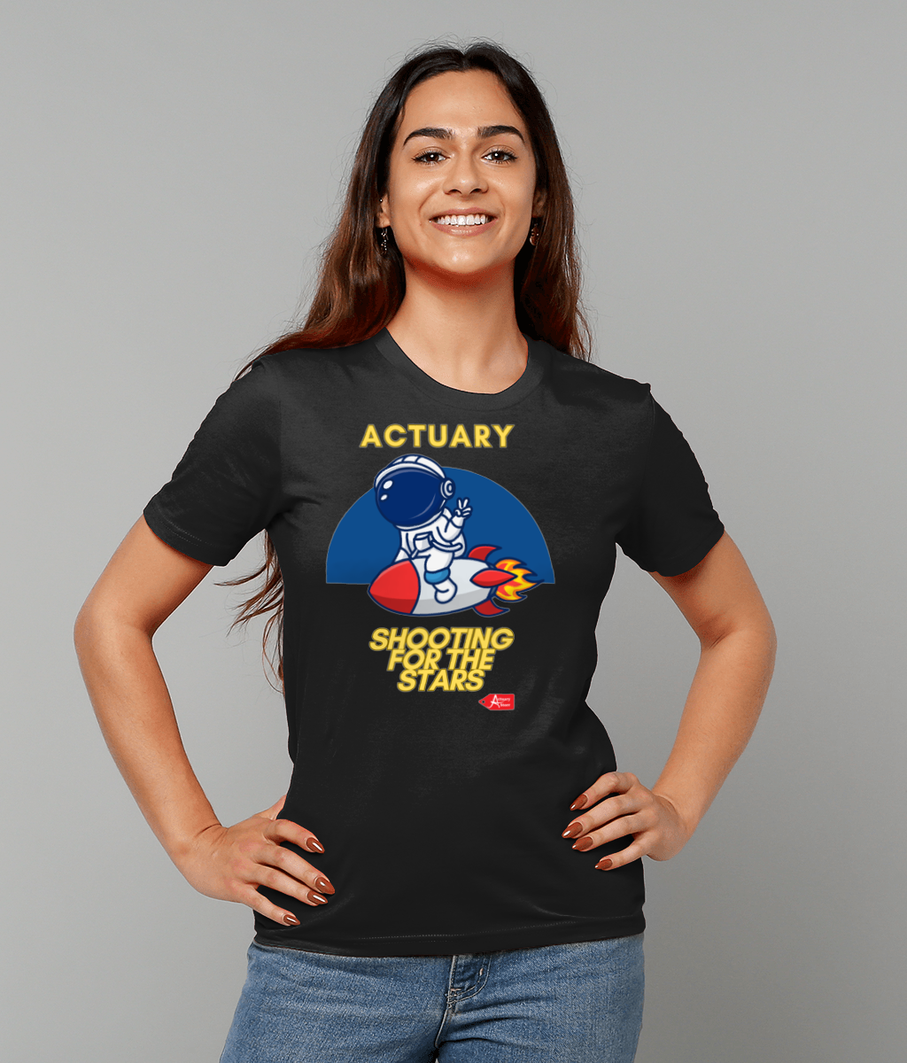 Actuary Shooting For The Stars Astronaut T-Shirt (Black and White Variants)