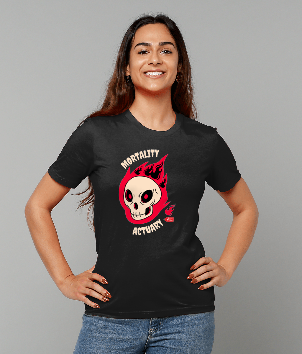 Mortality Actuary Red Flame Black T-Shirt