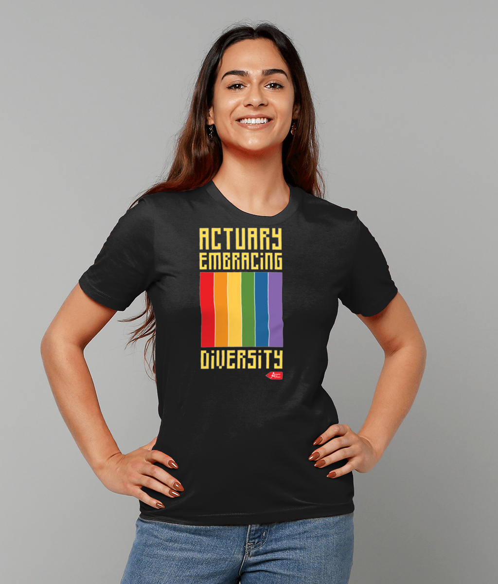Actuary Embracing Diversity T-Shirt (Black and White Variants)