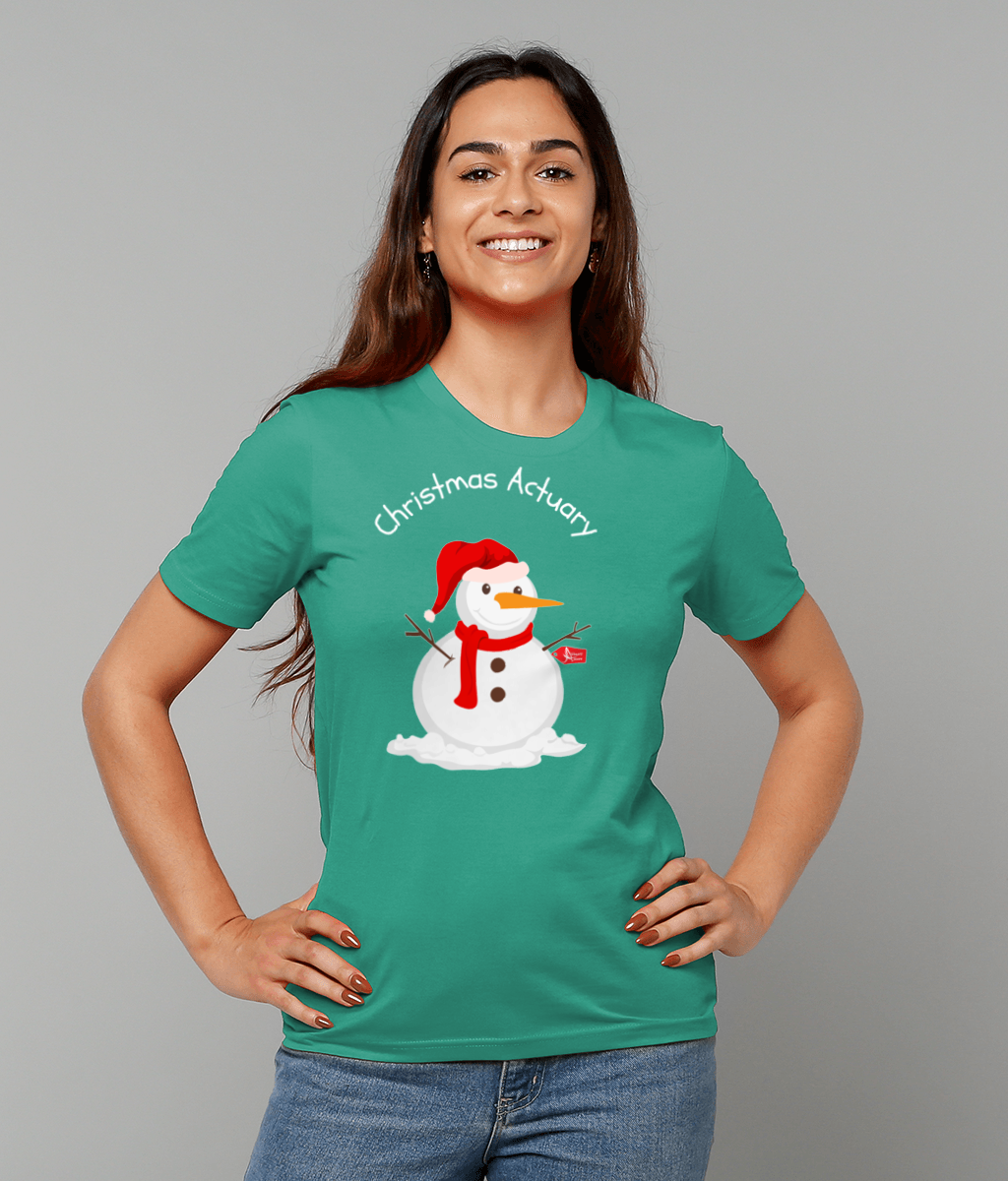 Christmas Actuary Snowman T-shirt (Red and Green Variations)