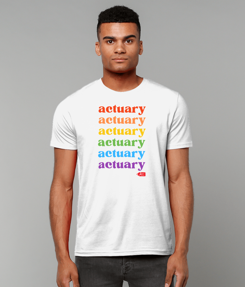 Actuary Rainbow Lettering Pride T-Shirt (Black and White Variants)