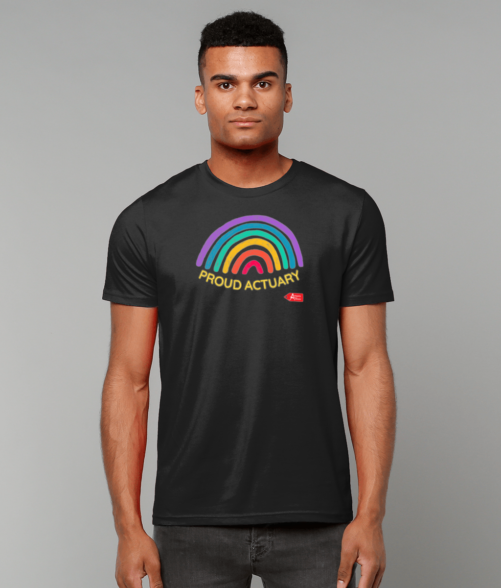 Proud Actuary Rainbow T-Shirt (Black and White Variants)