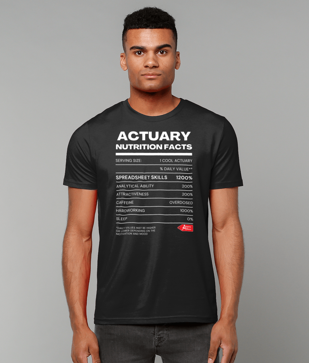 Funny Actuary Nutrition Fact Typography T-Shirt