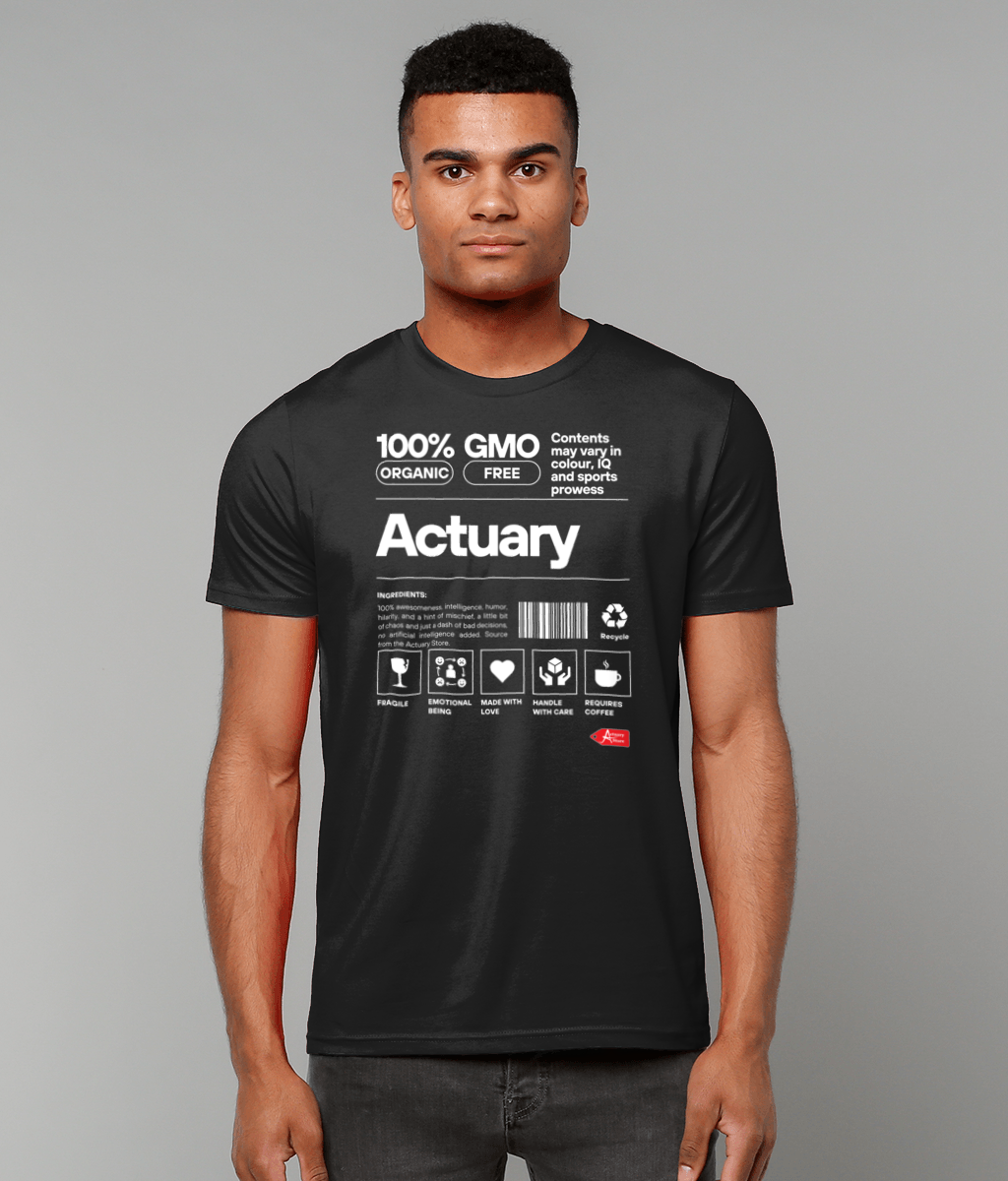 Actuary Nutrition Label Typography T-Shirt