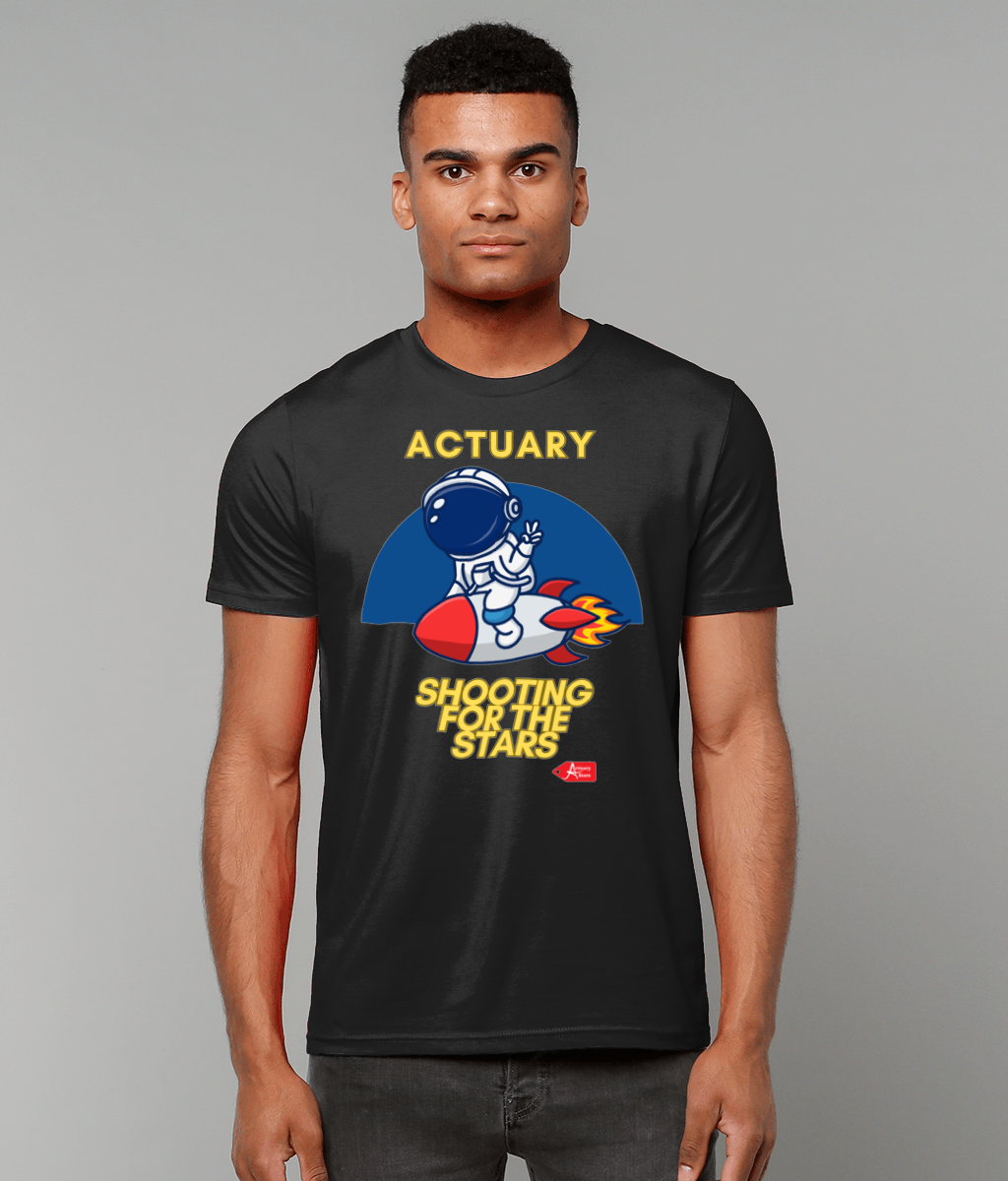 Actuary Shooting For The Stars Astronaut T-Shirt (Black and White Variants)