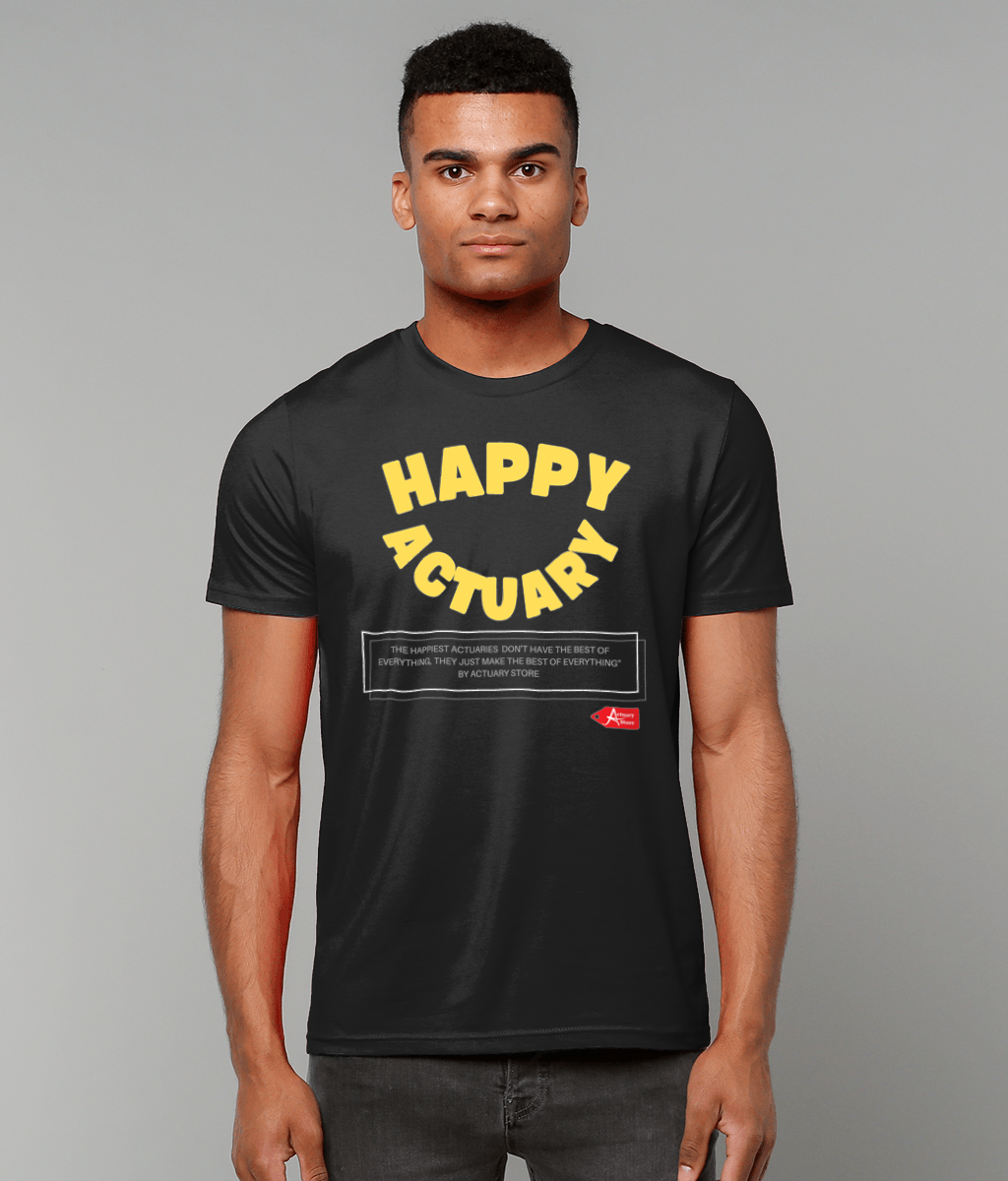 Happy Actuary Happiness Quote Black T-Shirt