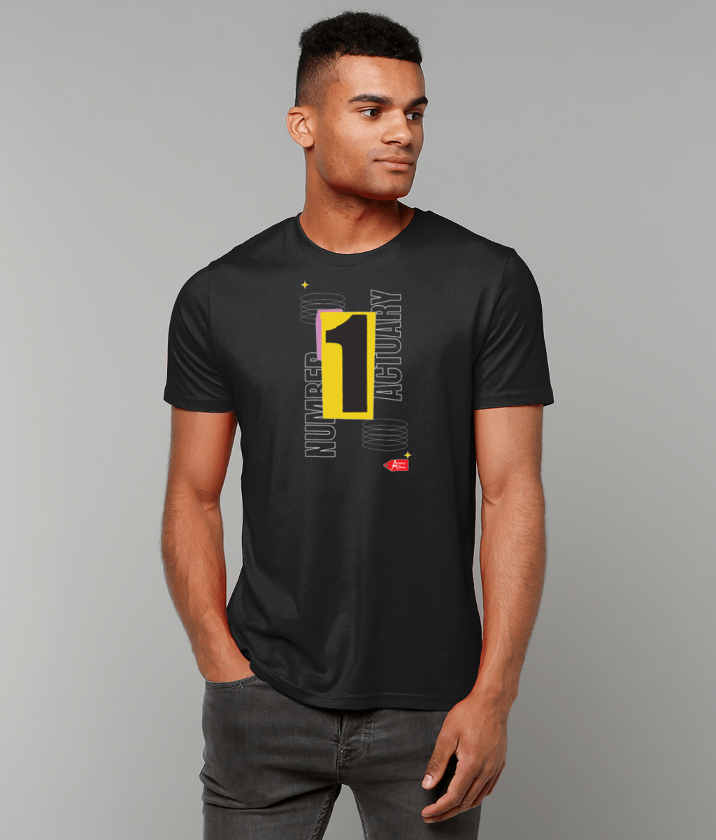 Number 1 Actuary Graphic Black T-Shirt