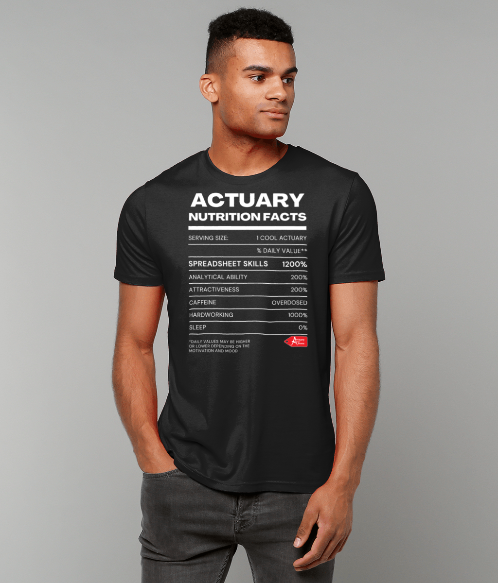 Funny Actuary Nutrition Fact Typography T-Shirt