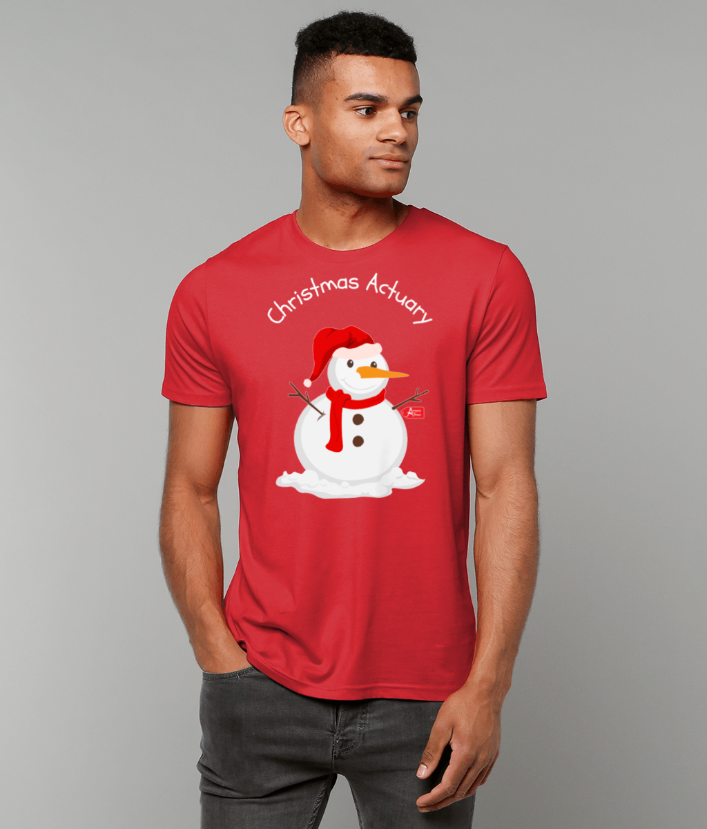 Christmas Actuary Snowman T-shirt (Red and Green Variations)