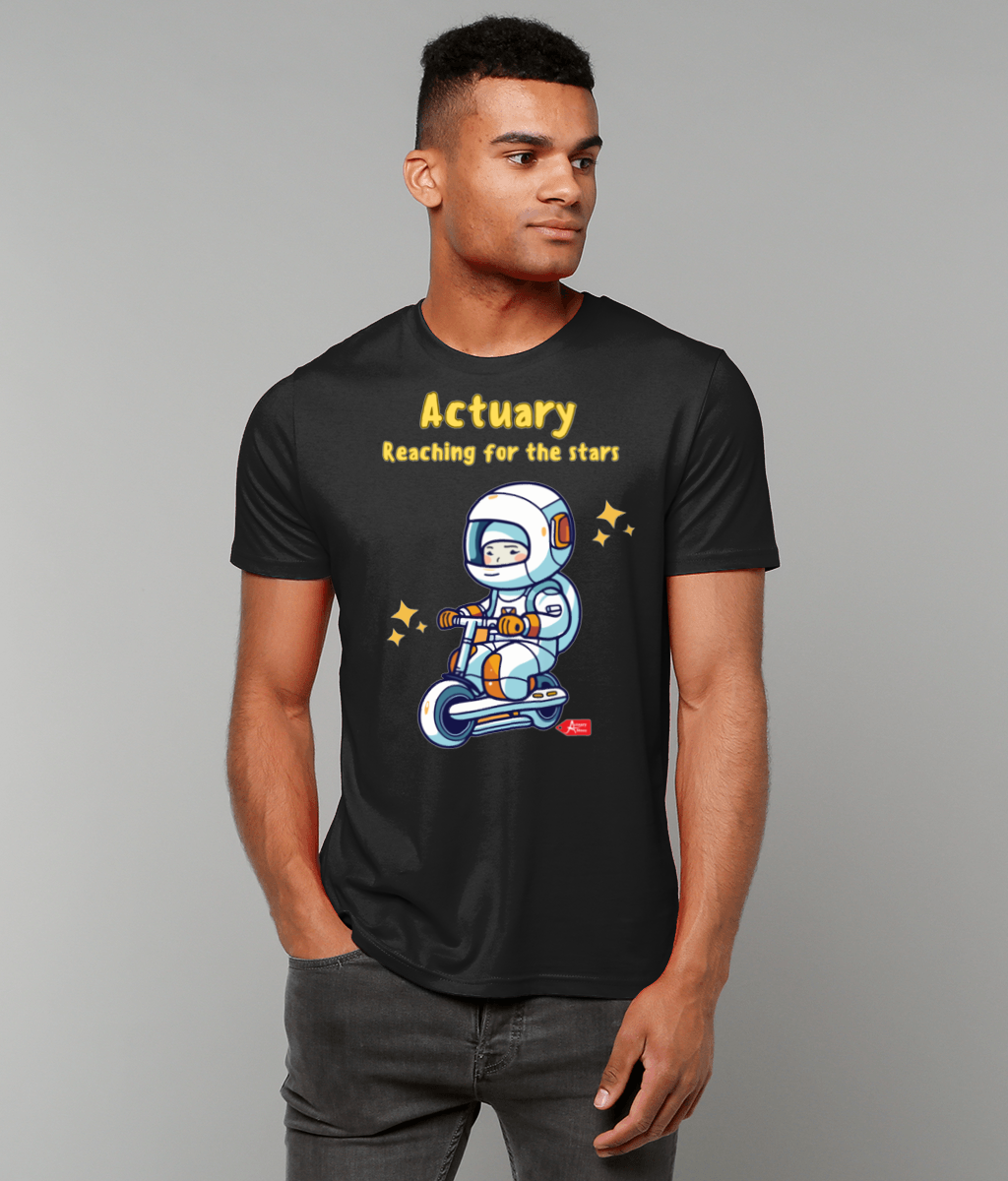 Actuary Reaching For The Stars Cute Astronaut T-Shirt (White and Black Variants)