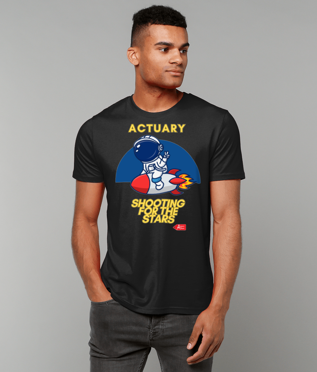 Actuary Shooting For The Stars Astronaut T-Shirt (Black and White Variants)