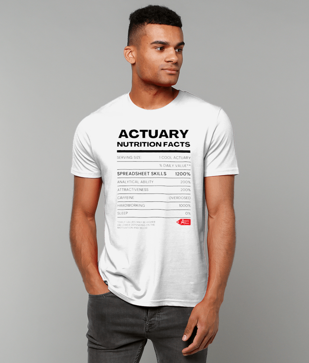 Funny Actuary Nutrition Fact Typography T-Shirt