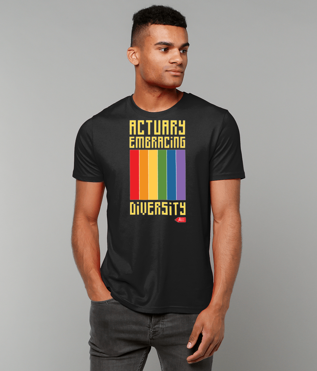 Actuary Embracing Diversity T-Shirt (Black and White Variants)