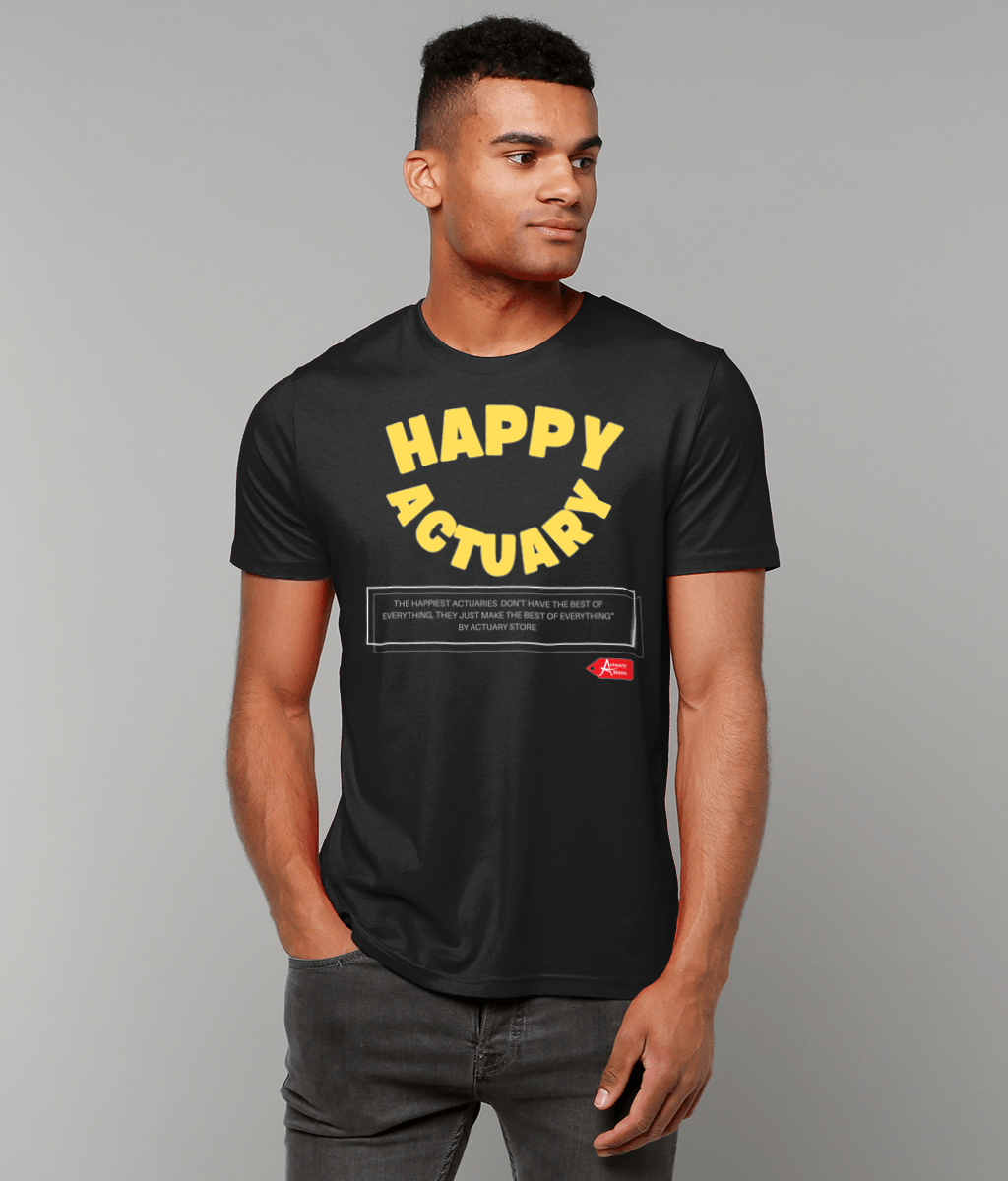 Happy Actuary Happiness Quote Black T-Shirt