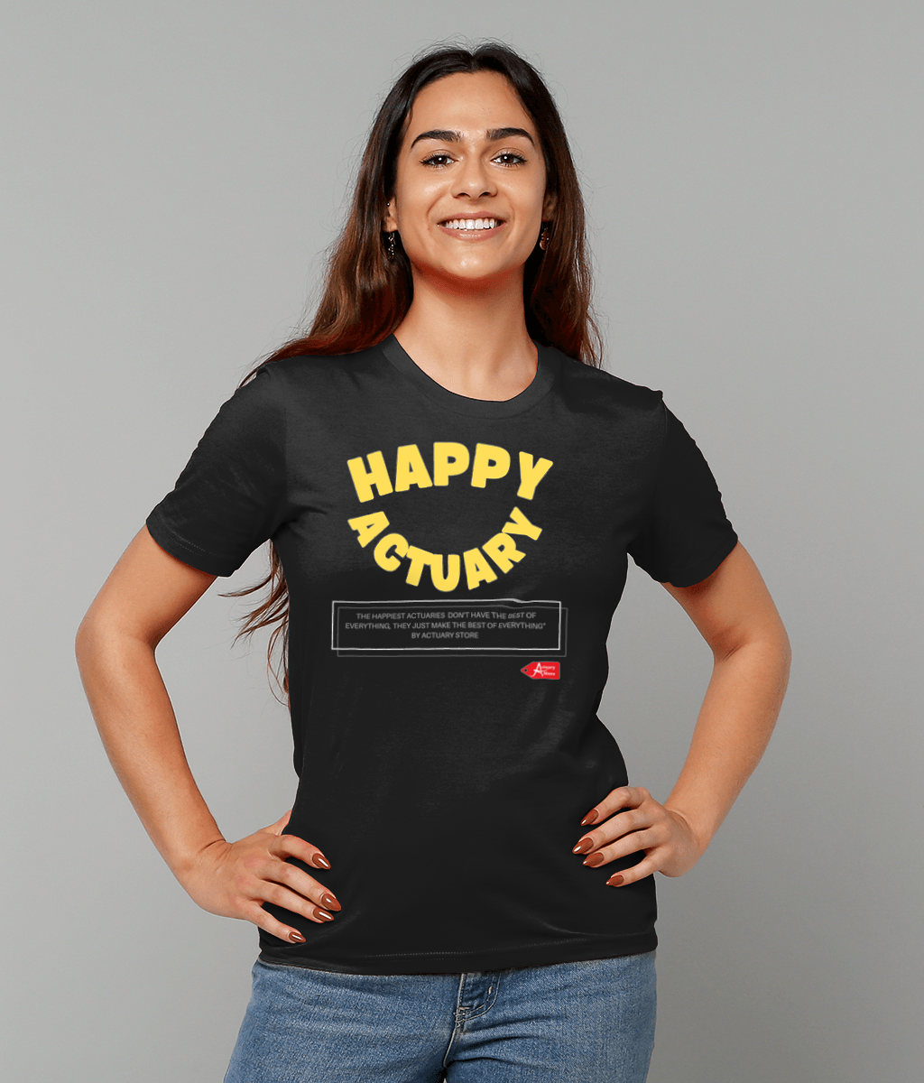 Happy Actuary Happiness Quote Black T-Shirt