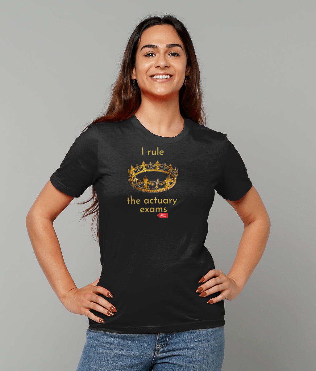 I Rule The Actuary Exams Black T-Shirt