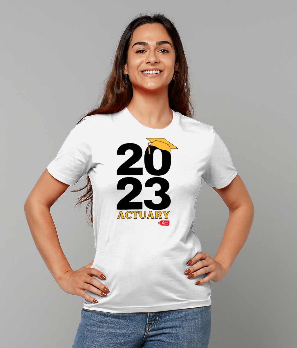 2023 Actuary Qualified White T-Shirt (Contact us to request for any other year)