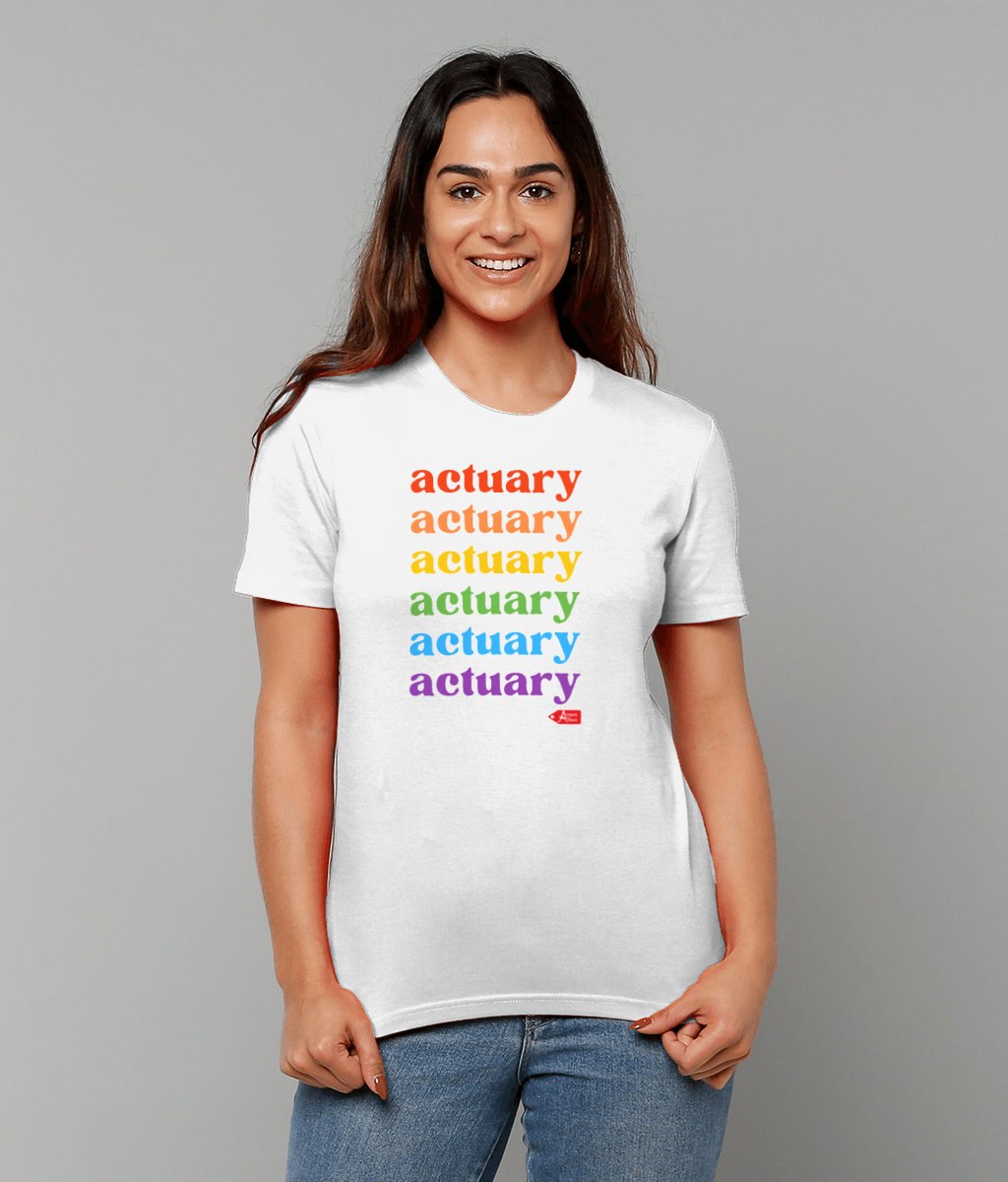 Actuary Rainbow Lettering Pride T-Shirt (Black and White Variants)