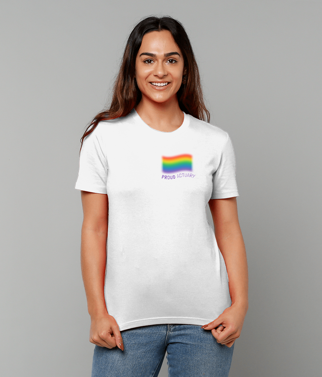 Minimalistic LGBT Rainbow flag Proud Actuary T-Shirt (Black and White Variants)