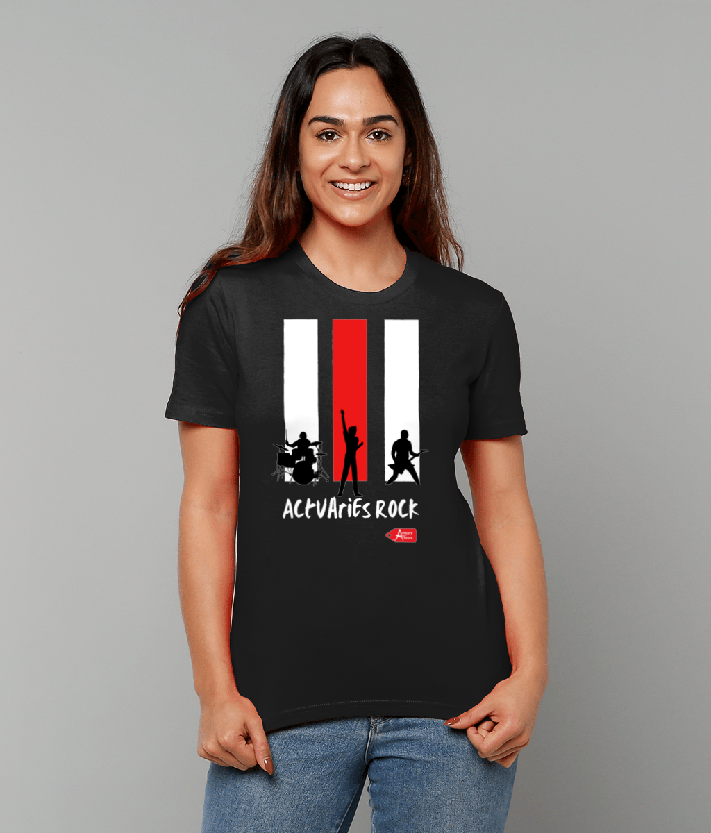 Actuaries Rock Black White and Red Concert Band T-shirt