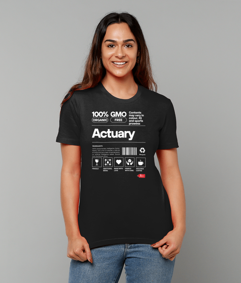 Actuary Nutrition Label Typography T-Shirt