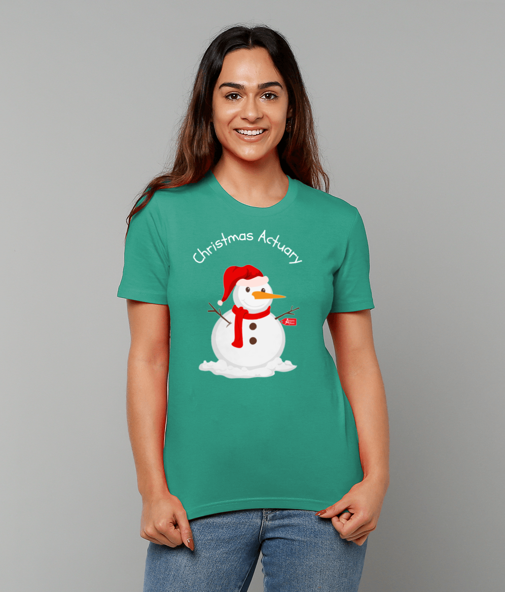 Christmas Actuary Snowman T-shirt (Red and Green Variations)