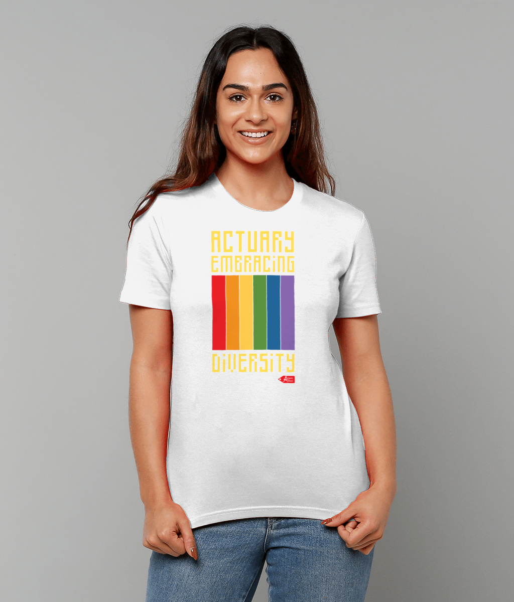 Actuary Embracing Diversity T-Shirt (Black and White Variants)