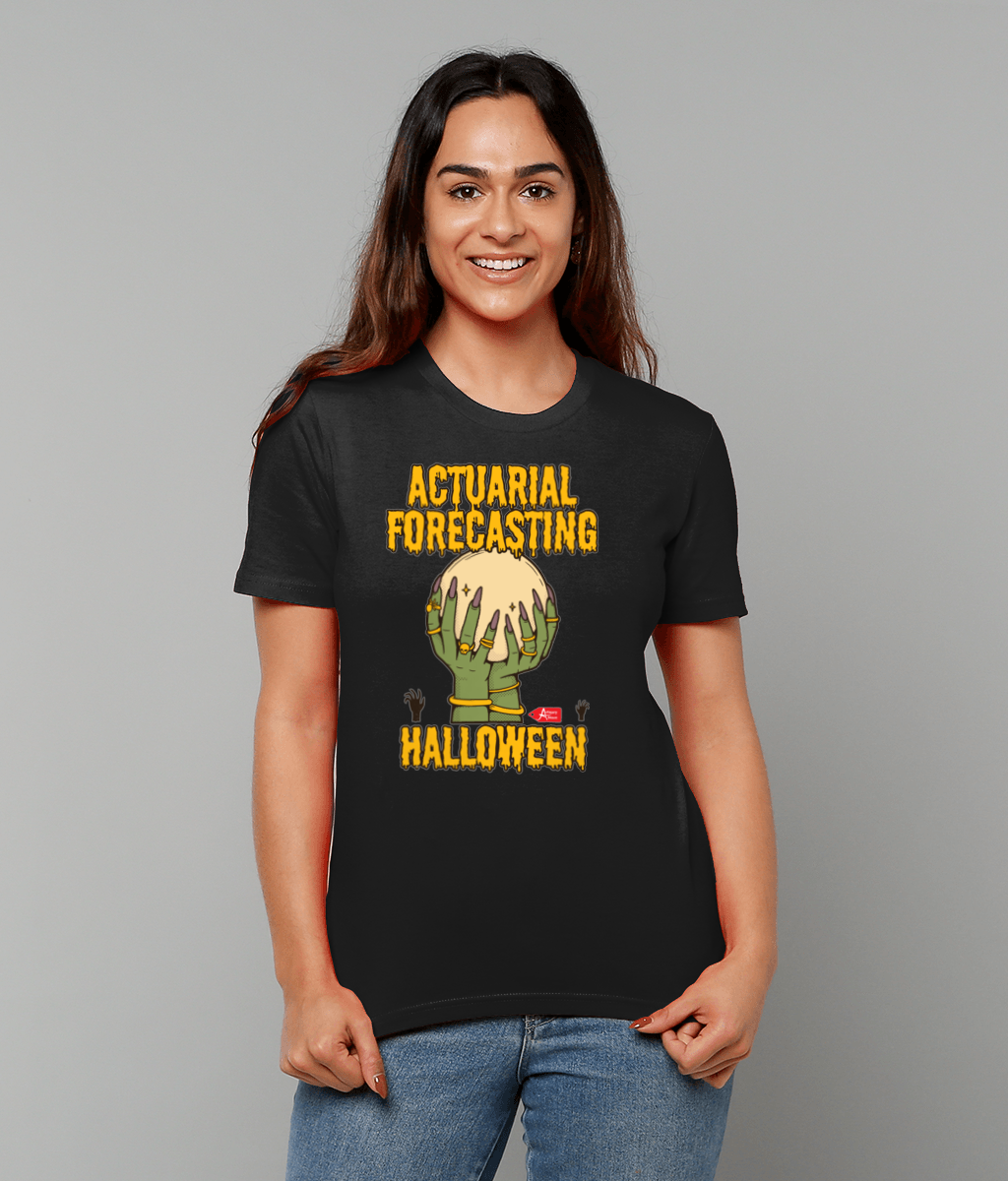 Actuarial Forecasting Halloween Witch Hands Crystal Ball T-Shirt
