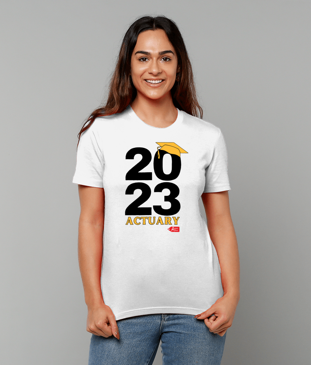 2023 Actuary Qualified White T-Shirt (Contact us to request for any other year)